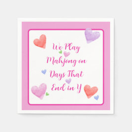 Mahjong Days slutar i Y Watercolor Valentines hjär Pappersservett