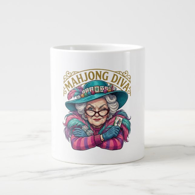 Mahjong Diva Funny Women's Jumbo Mugg (Framsidan)