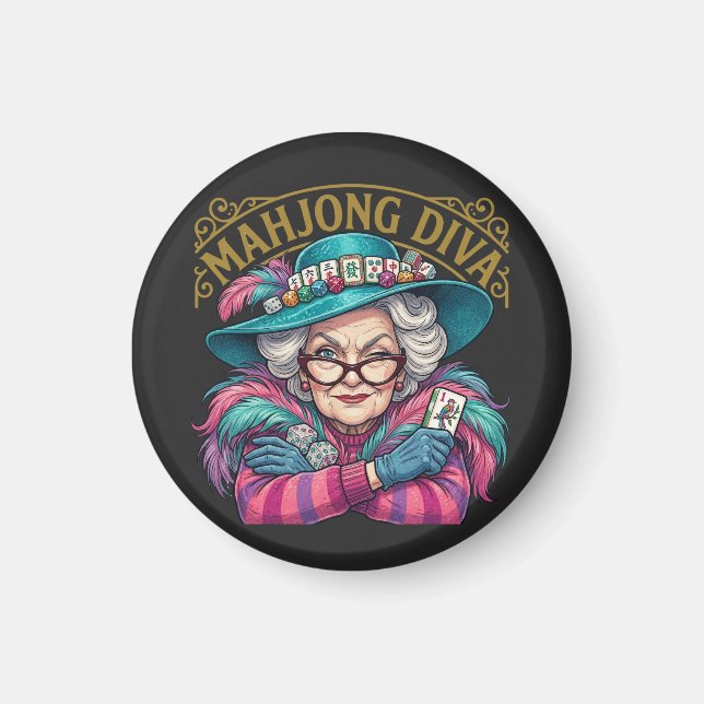 Mahjong Diva Funny Women's Magnet (Framsidan)