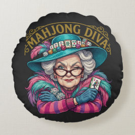 Mahjong Diva Funny Women's Rund Kudde