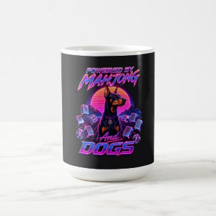 Mahjong & Dogs Synthwave Doberman Konst Kaffemugg