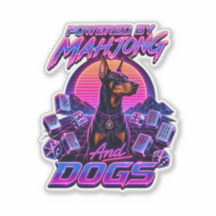 Mahjong & Dogs Synthwave Doberman Konst Klistermärken