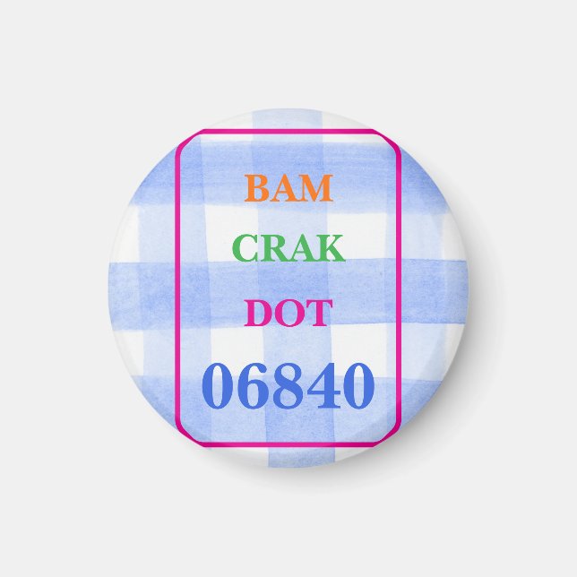 Mahjong Dot Crak Bam Blue Check ZIPCODE Magnet (Framsidan)
