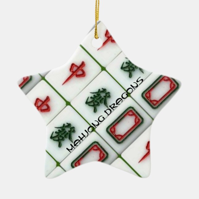 Mahjong Dragons Julgransprydnad Keramik (Framsidan)