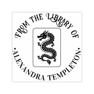Mahjong-drak tile bibliotek boknamn självfärgande stämpel