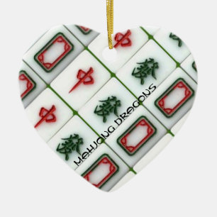 Mahjong drakar julgransprydnad keramik