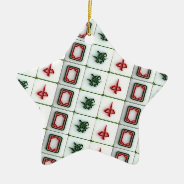 Mahjong drakar julgransprydnad keramik (Framsidan)