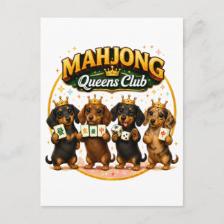Mahjong Drottningars Klubb Söta Dachshundar Meddelande Vykort
