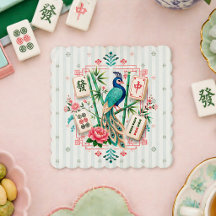Mahjong Fågel Blommig Ölkopp Elegant