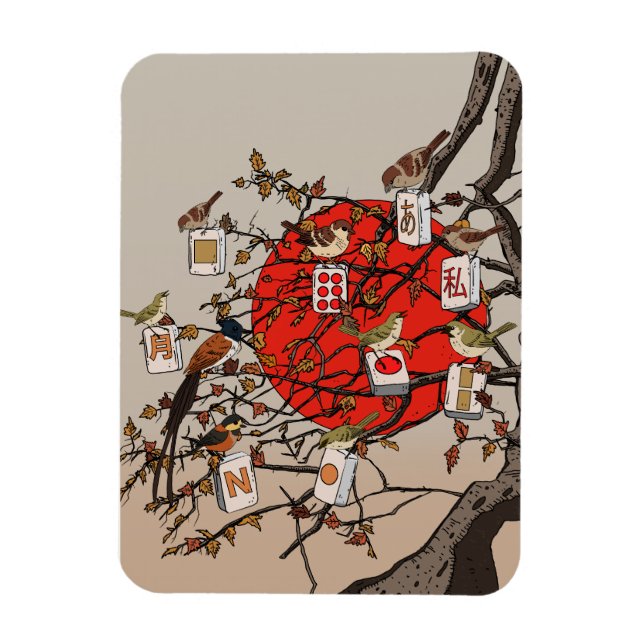 Mahjong Fåglar Spel Magnet (Vertikal)