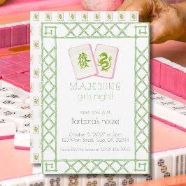 Mahjong-fest-inbjudan, Grön Drakbambu Inbjudningar