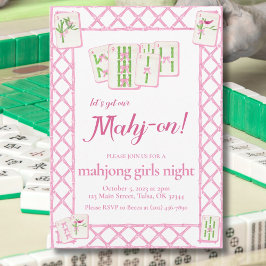 Mahjong-fest Inbjudan, Rosa Grön Coquette Inbjudningar