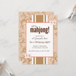 Mahjong-fest-inbjudan, toile, mahjongbrickor inbjudningar