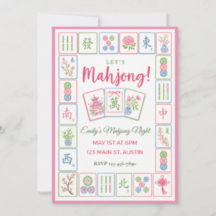 Mahjong-fest Pastell Kakel Kant Inbjudningar