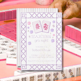 Mahjong-festinvitation, lila rosa drakdäckel inbjudningar
