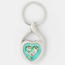 Mahjong Fills my Heart keychain Twisted Heart Silverfärgad Nyckelring