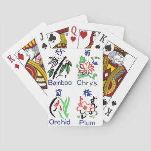 Mahjong Flower Kostym,Blue,Red,Grönt,Black on Whit Casinokort