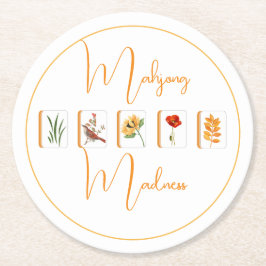 Mahjong Flower Tiles Paper Coaster Underlägg Papper Rund