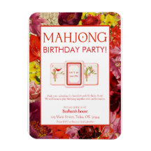 Mahjong födelsedagsfest inbjudan, Blommig