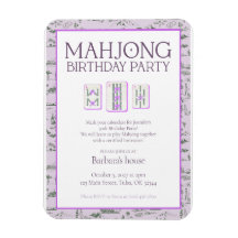 Mahjong-födelsedagsinbjudan, lila toile