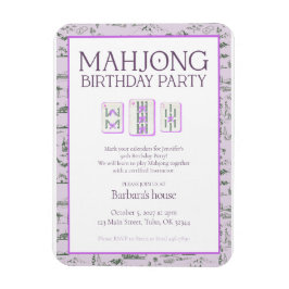 Mahjong-födelsedagsinbjudan, lila toile magnet