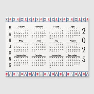 Mahjong Game Tiles 2025 Calendar Magnetic Card