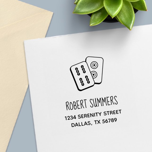 MahJong Game Tiles Adress Självfärgande Stämpel (Skapare uppladdad)