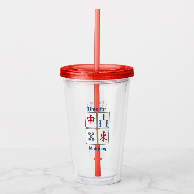 Mahjong Game Tiles Design Acrylic Tumbler Take Away Mugg (Framsida)