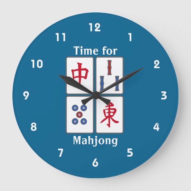 Mahjong Game Tiles Design Acrylic Wall Clock Stor Klocka (Framsida)