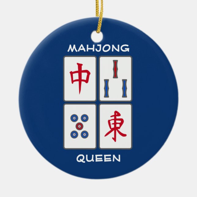 Mahjong Game Tiles Design Ceramic Ornament (Framsidan)