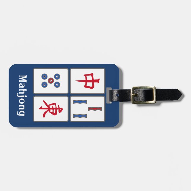 Mahjong Game Tiles Design Luggage Tag Bagagebricka (Horisontell Framsida)