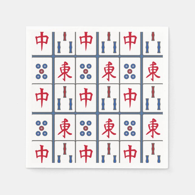 Mahjong Game Tiles Design Pappersservett (Framsidan)
