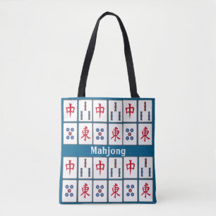 Mahjong Game Tiles Design Tote Bag Tygkasse