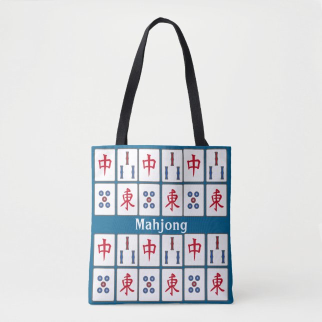 Mahjong Game Tiles Design Tote Bag Tygkasse (Framsida)