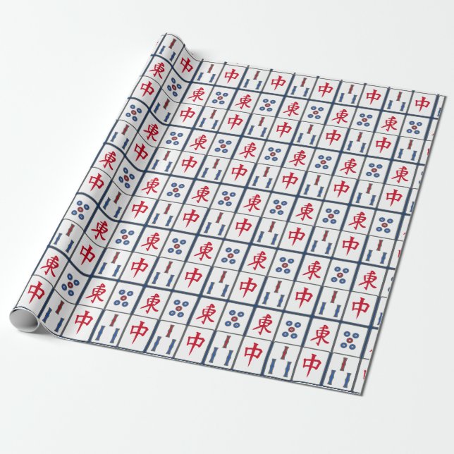 Mahjong Game Tiles Design Wrapping Papper Presentpapper (Utrullad)