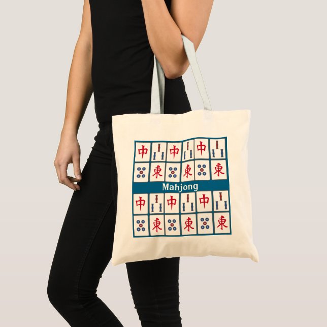 Mahjong Game Tiles DesignTote Bag Tygkasse (Framsida (produkt))