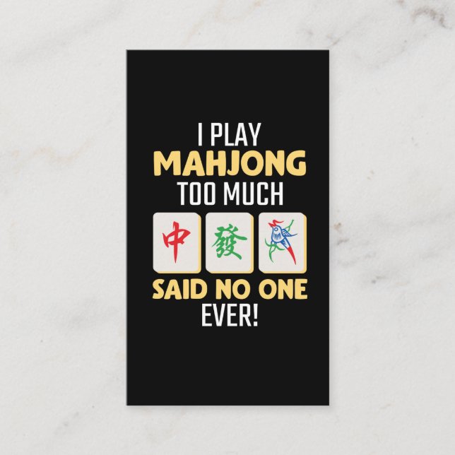 Mahjong Gamer Board Game China Japan Mah Jong Visitkort (Framsida)