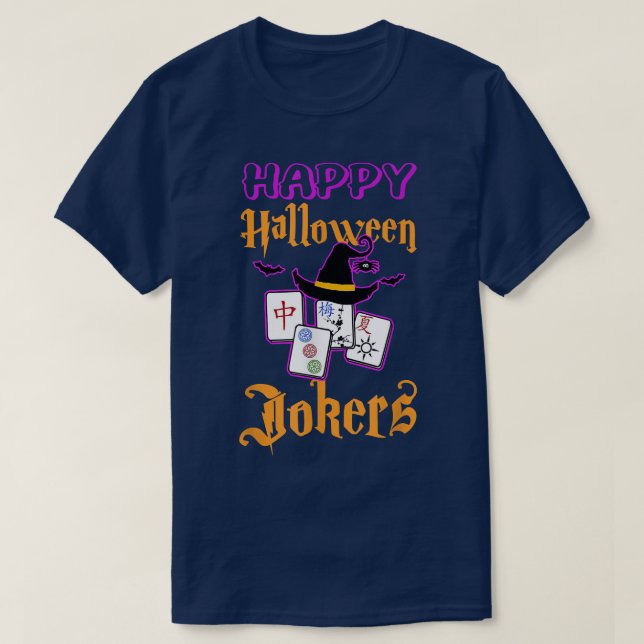 Mahjong Happy halloween Jokers Tile Game Baseball T Shirt (Design framsida)