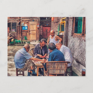 Mahjong i grändens hutong Kina Vykort