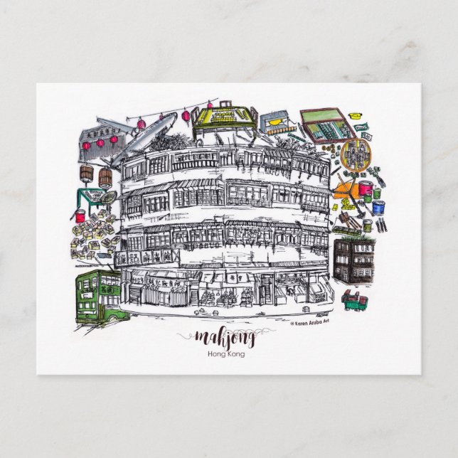 Mahjong i Hongkong Vykort (Framsida)
