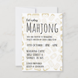 Mahjong-inbjudan - vita och bruna plattor inbjudningar