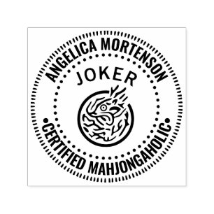 Mahjong Joker ”Certifierad Mahjongaholic” Namn Självfärgande Stämpel