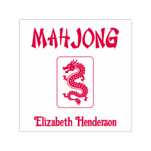 Mahjong kinesisk stil text, drakdämpa, lägg till n självfärgande stämpel
