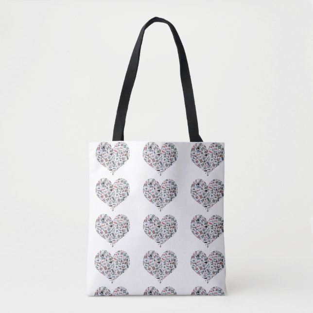 Mahjong Love Tote Bag Tygkasse (Framsida)