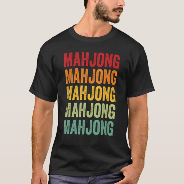 Mahjong Mahjong Hobbyist Rainbow Design T Shirt (Framsida)