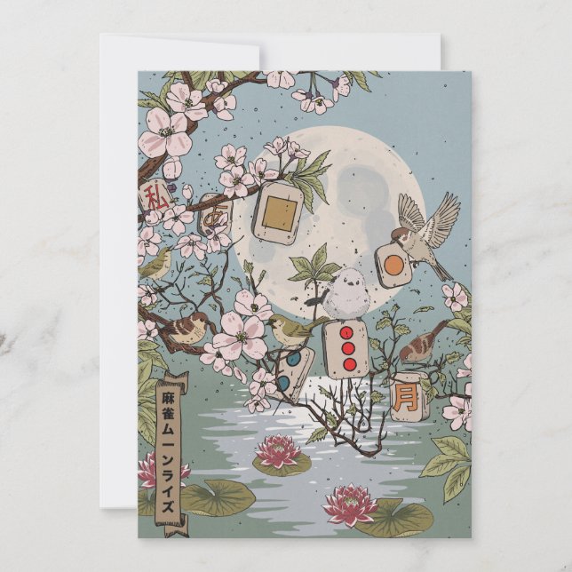 Mahjong Månuppgång Inbjudningar (Framsida)