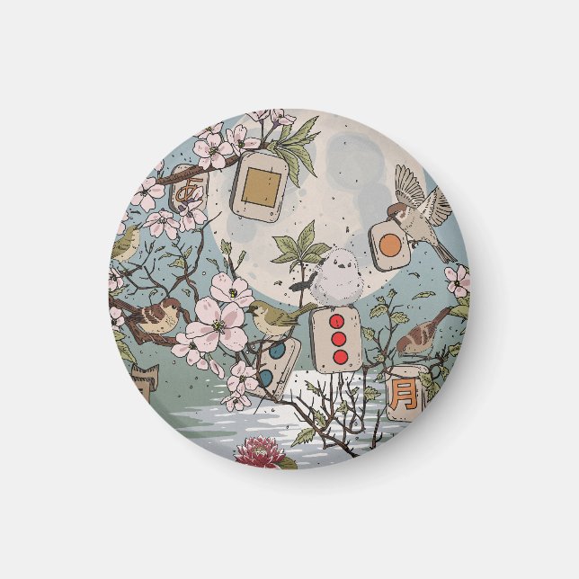 Mahjong Månuppgång Magnet (Framsidan)