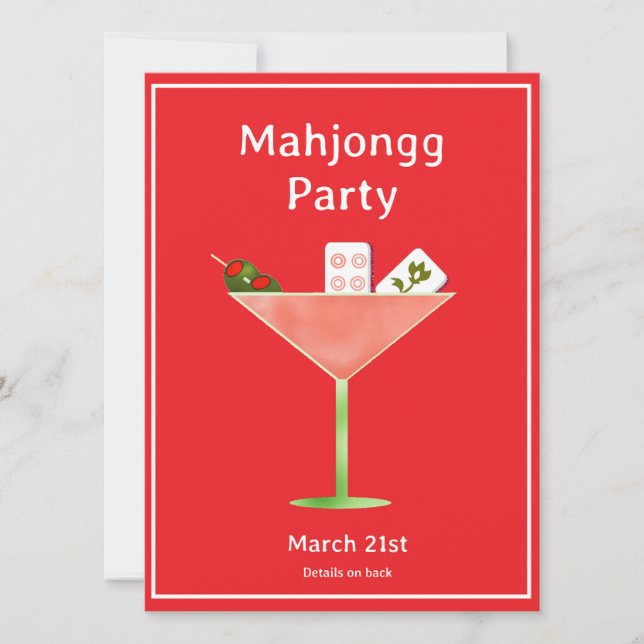 Mahjong Martini Cocktail Party-inbjudan Inbjudningar (Framsida)