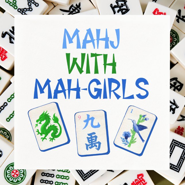 Mahjong med Mah Girls Watercolor Tiles Pappersservett (Skapare uppladdad)