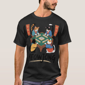 Mahjong Meowjong Söt Katt Kakelspel T Shirt